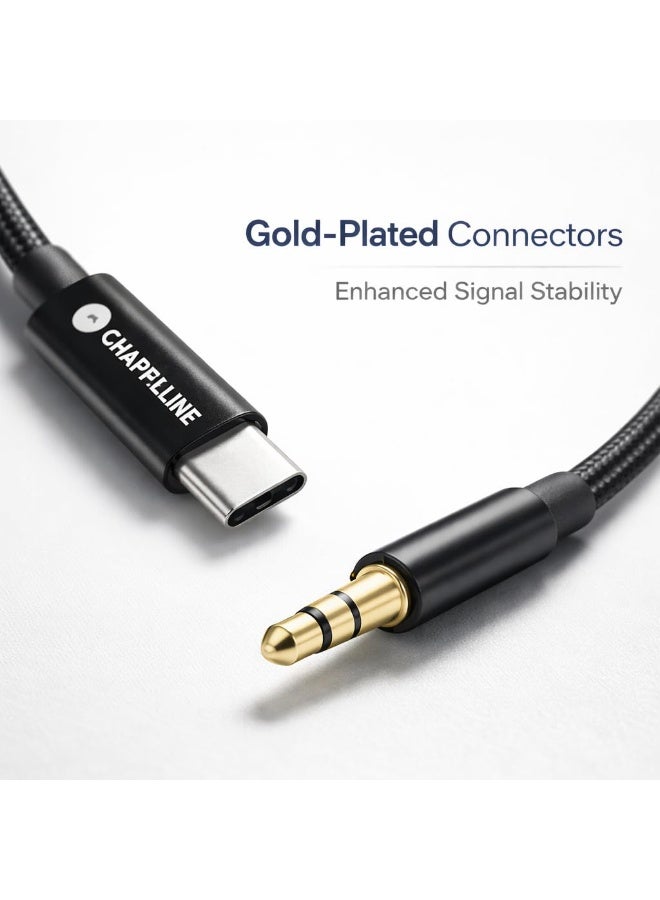 تشابي لاين  كابل صوت اي او اكس من 3.5 ملم إلى USB-C، كابل استريو Hi-Fi، موصلات مطلية بالذهب، أسود، طراز CA36 - Image 2